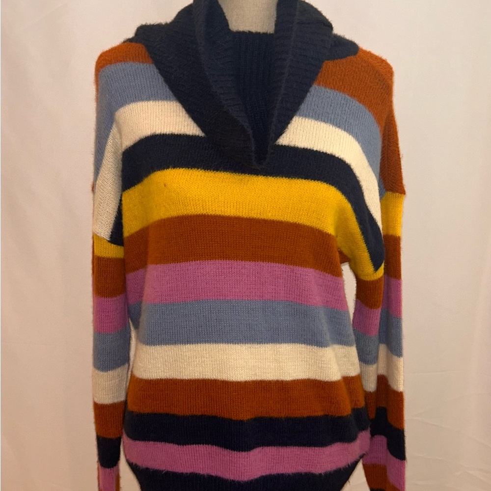 Caslon Brown and Yellow Cowl Neck Sweater